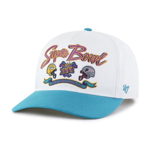 Men's '47 White/Aqua NFL Multi-Team Throwback Dueling Logos Adjustable Hitch Hat