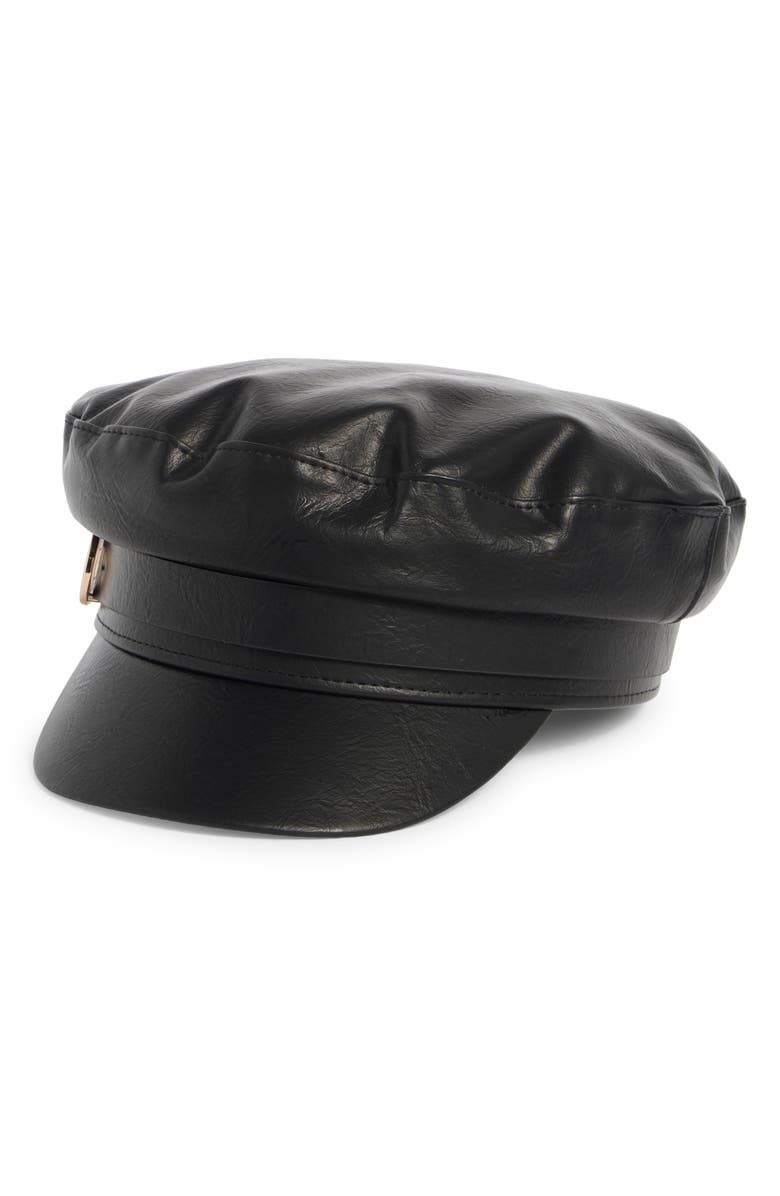 Vince Camuto Distressed Skipper Hat, Main, color, Black