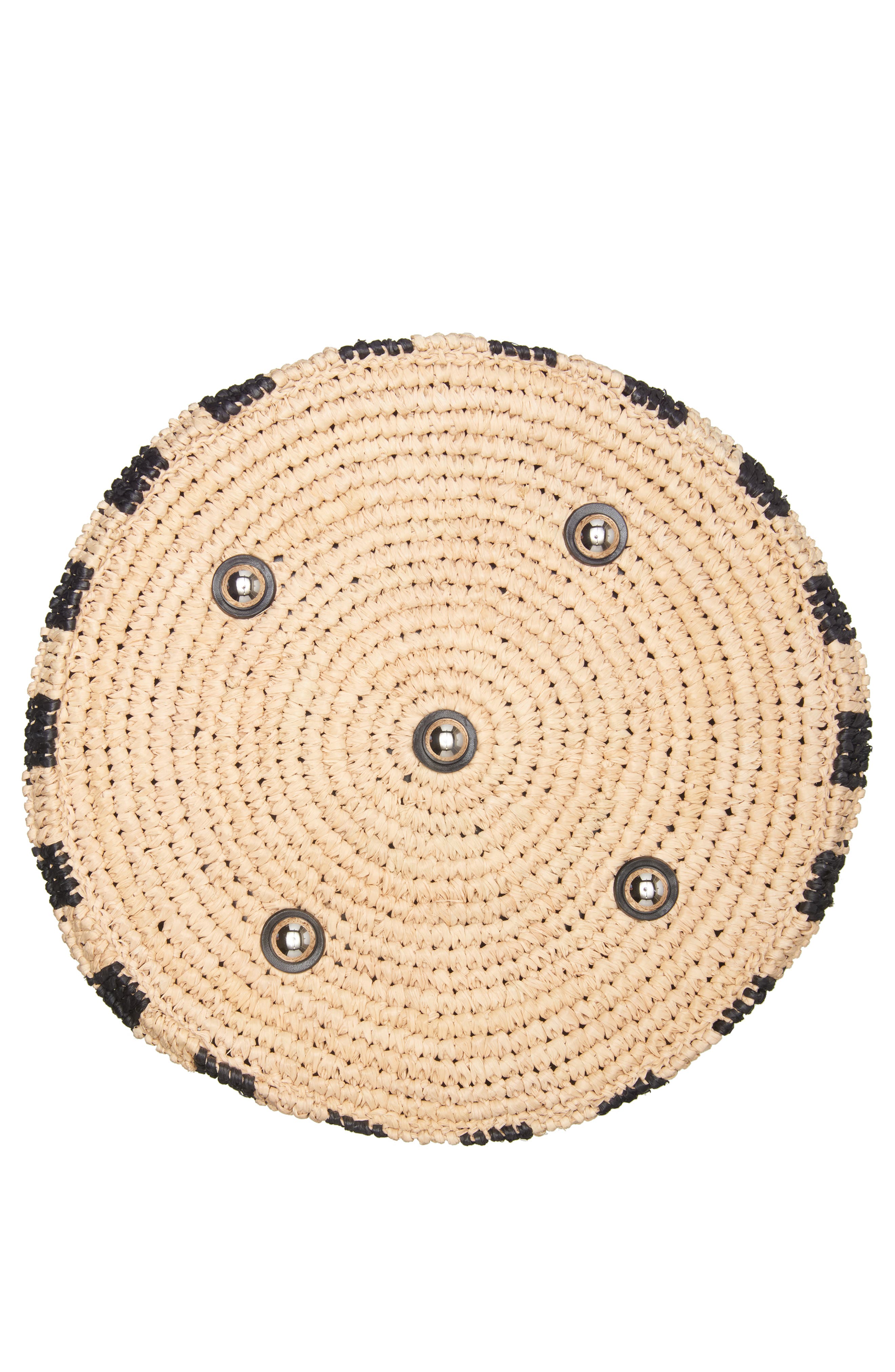 Valentino Garavani VLOGO Signature Crochet Raffia Tote, Alternate, color, Natural/ Black