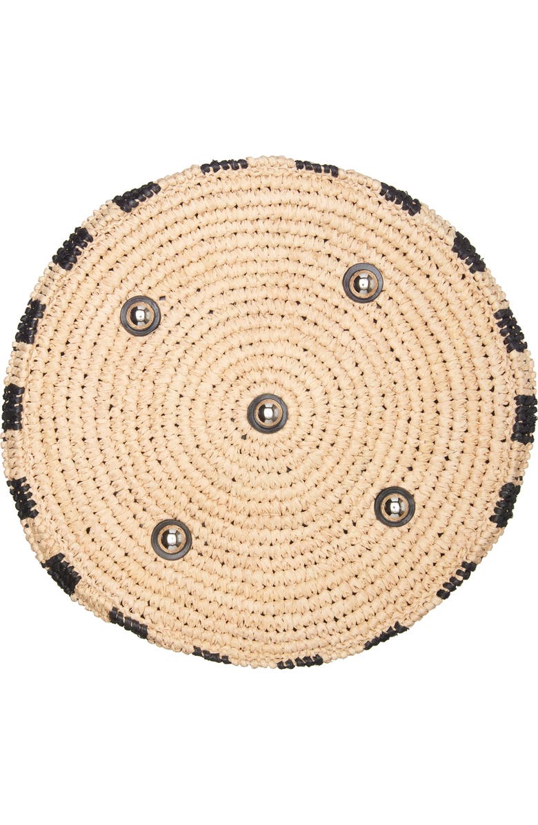 Valentino Garavani VLOGO Signature Crochet Raffia Tote, Alternate, color, Natural/ Black