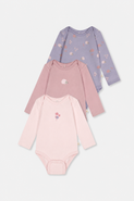 Deux par Deux Three Pack Organic Cotton Hedgehog Long Sleeve Bodysuit