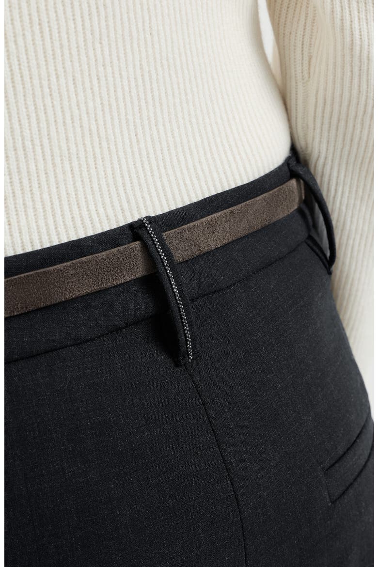 Tropical luxury wool slouchy trousers with monili, Alternate, color, Lignite