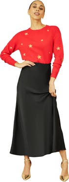 Yumi Smart Satin Midi Skirt