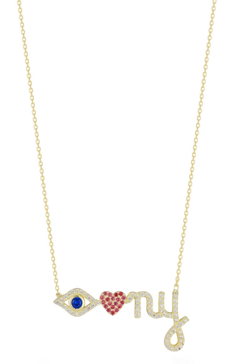 Eye Heart NY Pendant Necklace, Main, color, GOLD