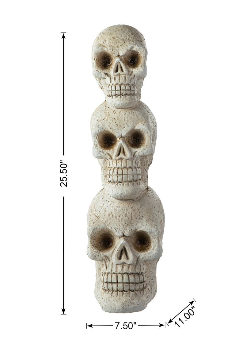 Lighted Halloween MGO Skull Porch Decor with Timer, Alternate, color, White