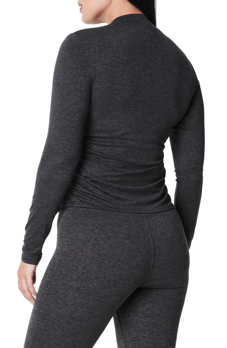 SPANX<sup>®</sup> Skysoft Mock Neck Top, Alternate, color, Very Black Dash Heather