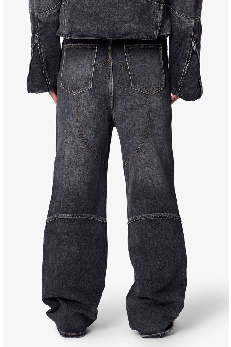 Paneled Moto Kick Flare Jeans, Alternate, color, WASHED BLACK