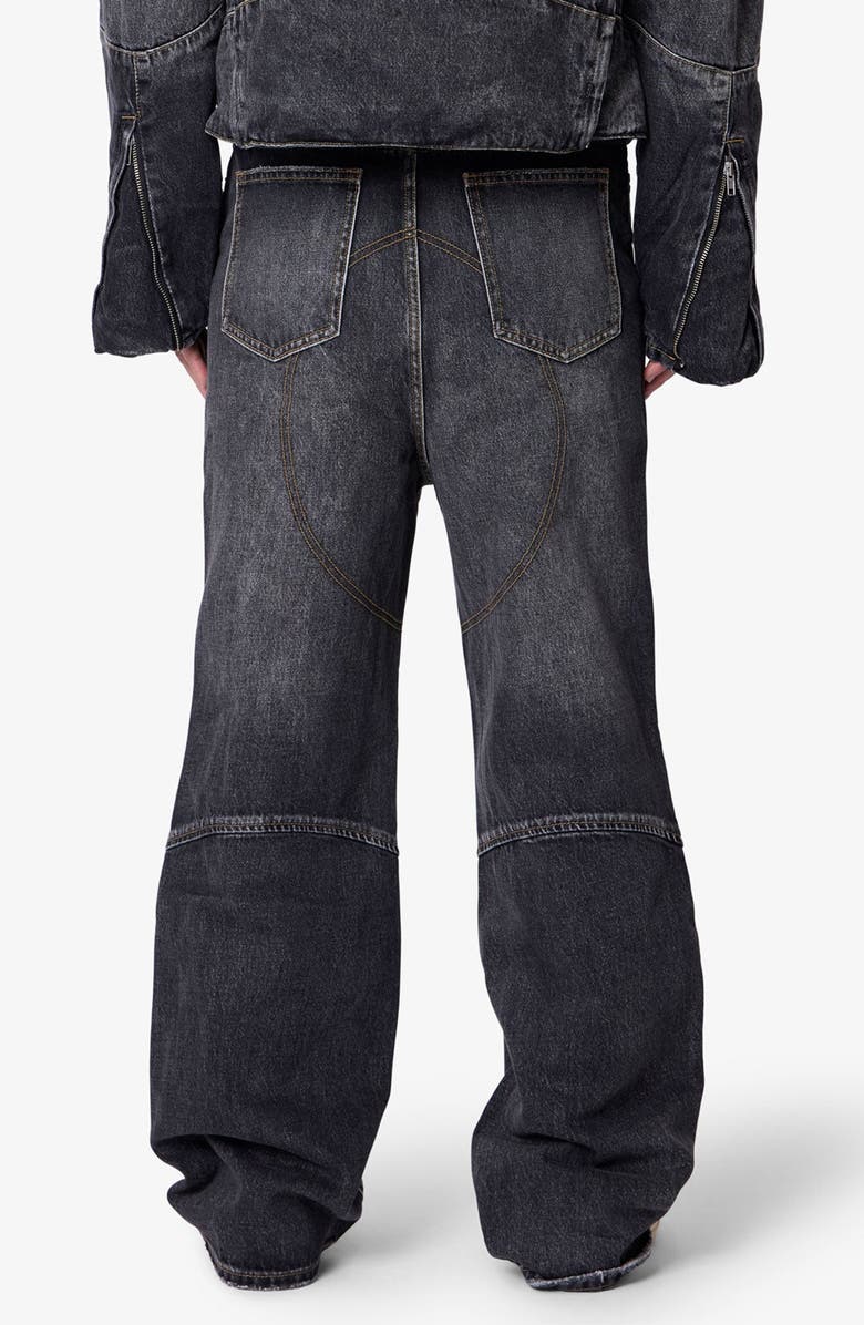 mnml Paneled Moto Kick Flare Jeans, Alternate, color, Washed Black