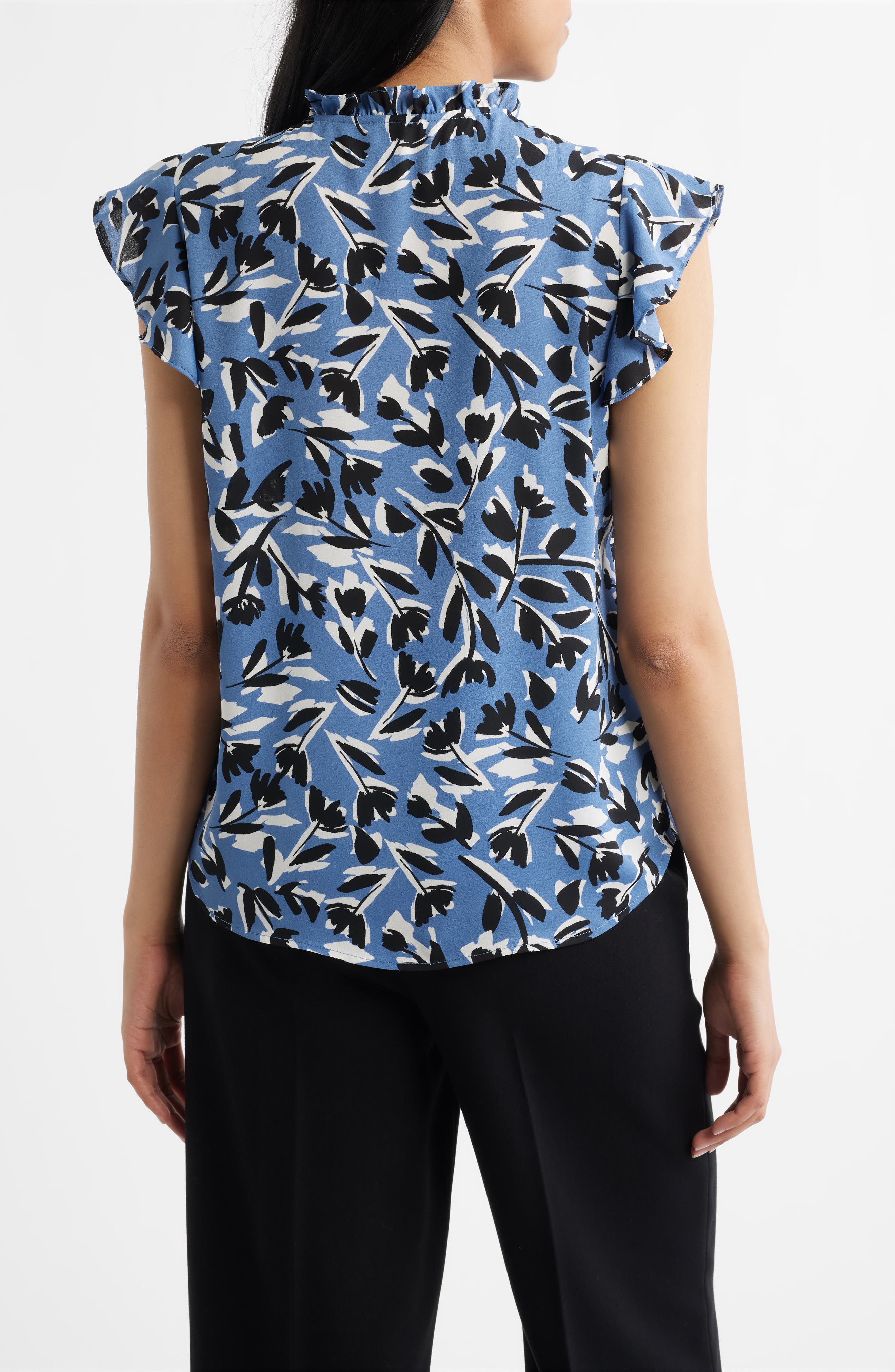 Abstract Floral V-Neck Button-Up Knit Top - image 2