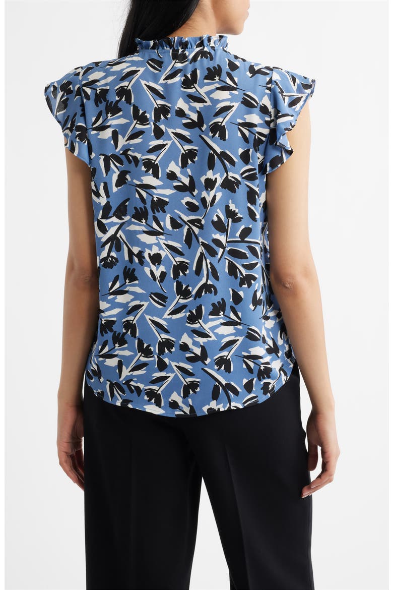 Abstract Floral V-Neck Button-Up Knit Top, Alternate, color, BLUE JAY MULTI