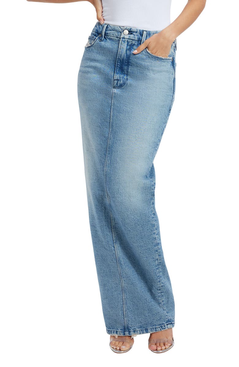 Good American Denim Maxi Skirt, Main, color, 