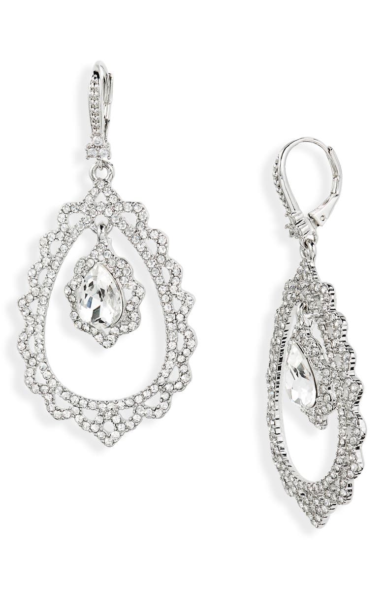 Marchesa Crystal Orbital Teardrop Earrings, Main, color, 