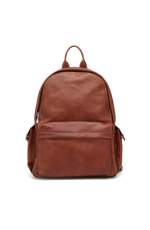 Brunello Cucinelli Grained calfskin backpack in Copper 