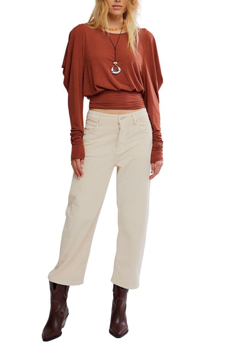 Free People Moxie Draped Jersey Top, Alternate, color, Brick Wall