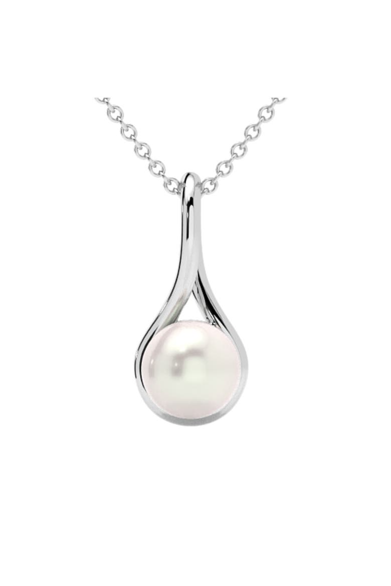 7mm Pearl Solitaire Pendant 14k Gold 18" Necklace 18mm Tall, Main, color, 14k White Gold