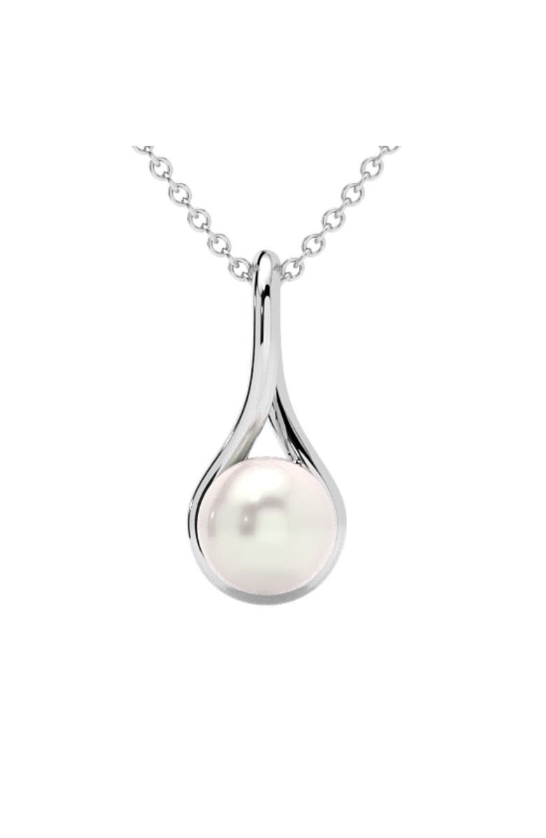 Bliss Diamond 7mm Pearl Solitaire Pendant 14k Gold 18" Necklace 18mm Tall, Main, color, 14K White Gold