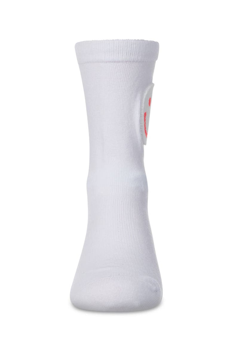 Fuzzy Smiley Face Crew Socks, Alternate, color, Pink