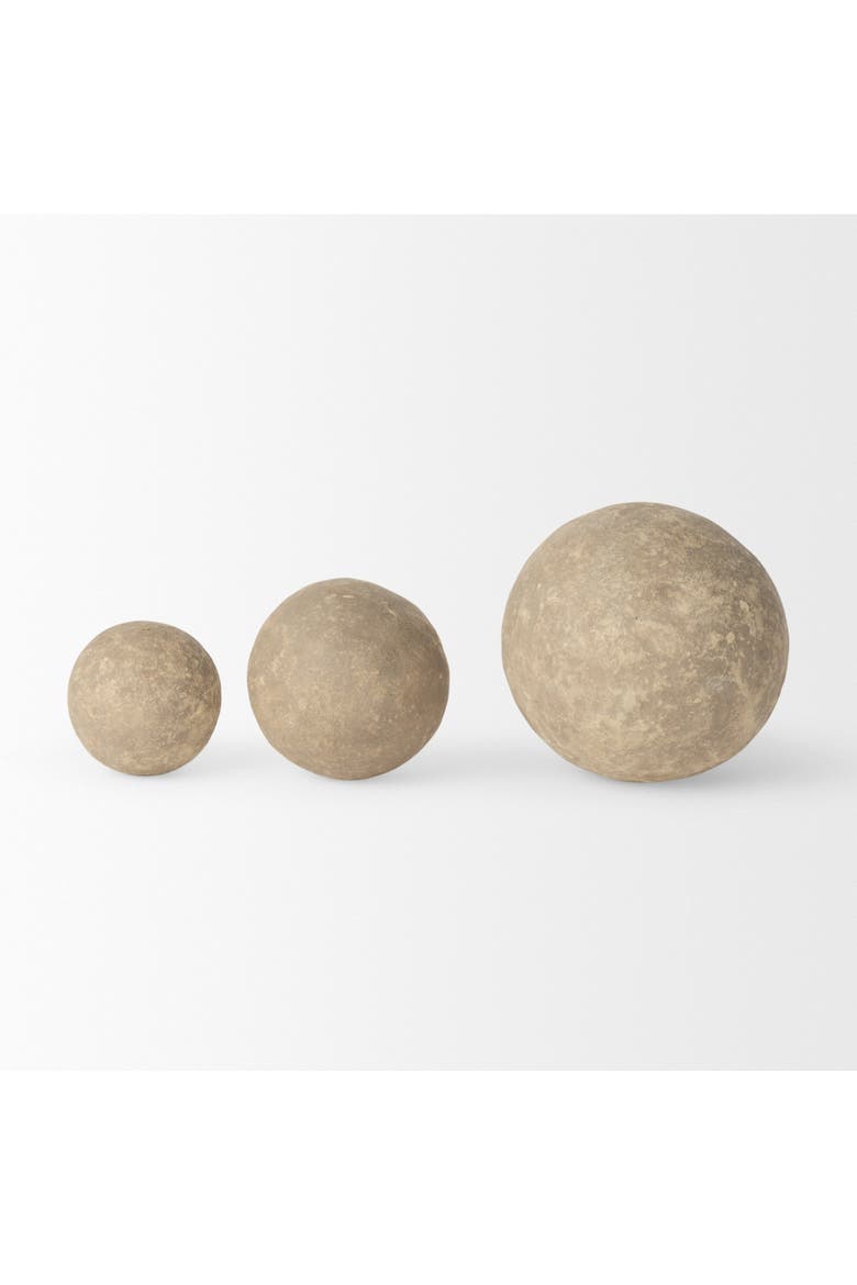 Sunita Set of 3 Paper Mache Orbs, Alternate, color, Grey