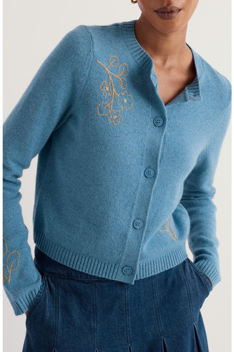 Potting Shed Embroidered Cardigan, Main, color, FLORA STUDY CADET