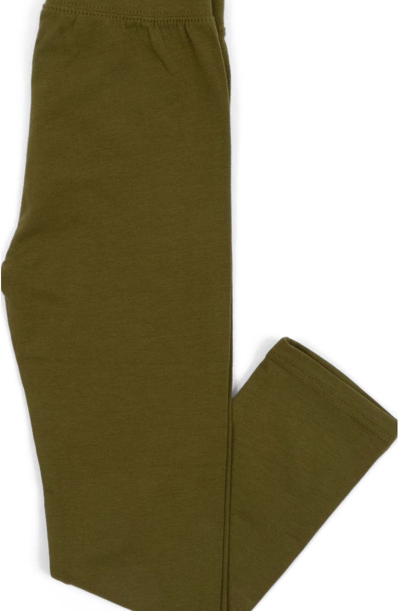 Leveret Girls Cotton Leggings, Solid Colors, Alternate, color, Olive