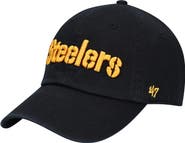 '47 Men's '47 Black Pittsburgh Steelers Clean Up Script Adjustable Hat