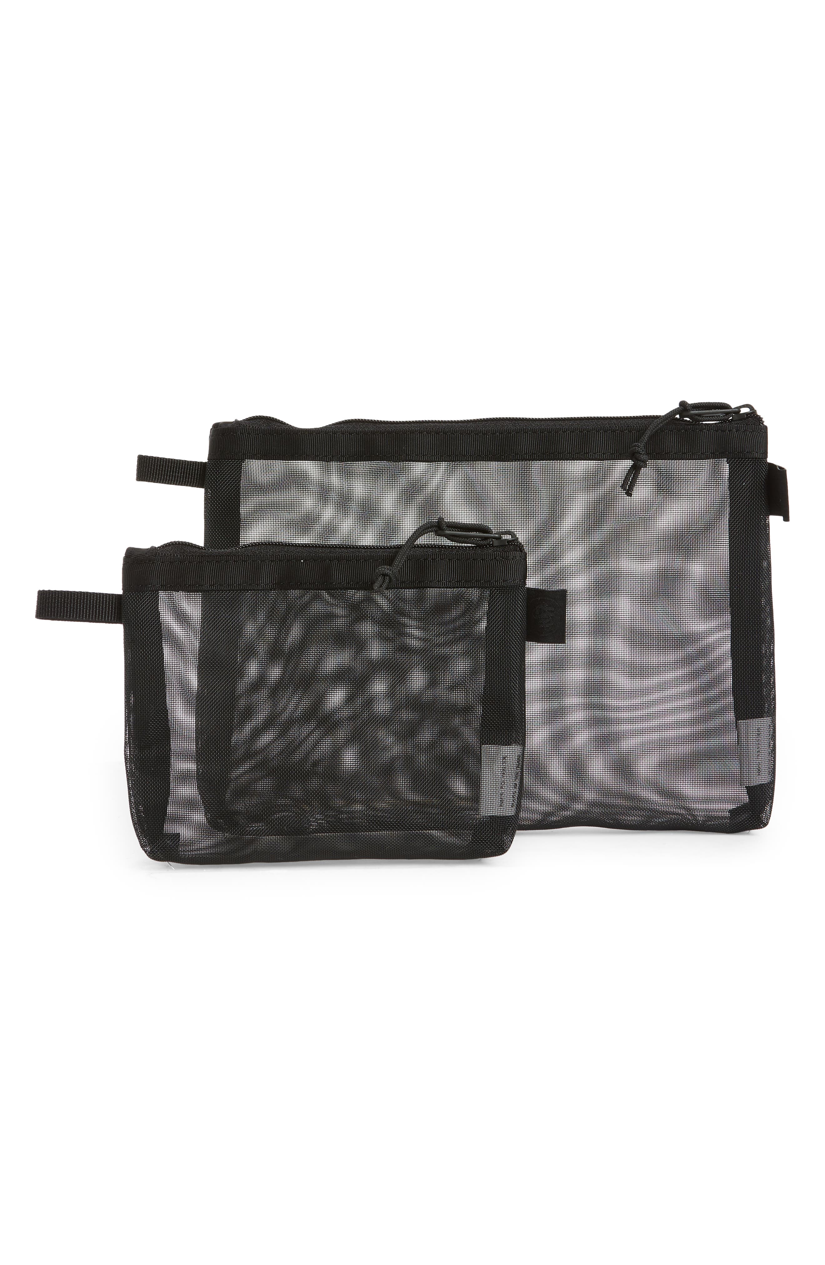 Baboon to the Moon Set of 2 Monomesh Pouches, Main, color, Black