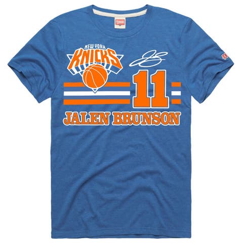 Unisex  Homage Jalen Brunson Blue New York Knicks Jersey Remix Tri-Blend T-Shirt