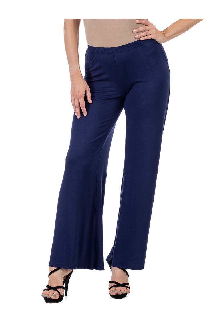 Petites Comfortable Solid Color Palazzo Pants, Main, color, Navy