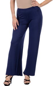 24seven Comfort Apparel Petites Comfortable Solid Color Palazzo Pants