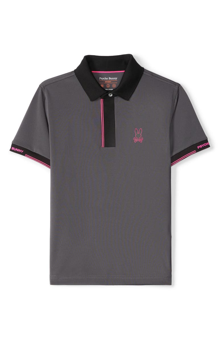 Psycho Bunny Kids' Edmonds Sport Knit Polo, Main, color, Blackened Pearl