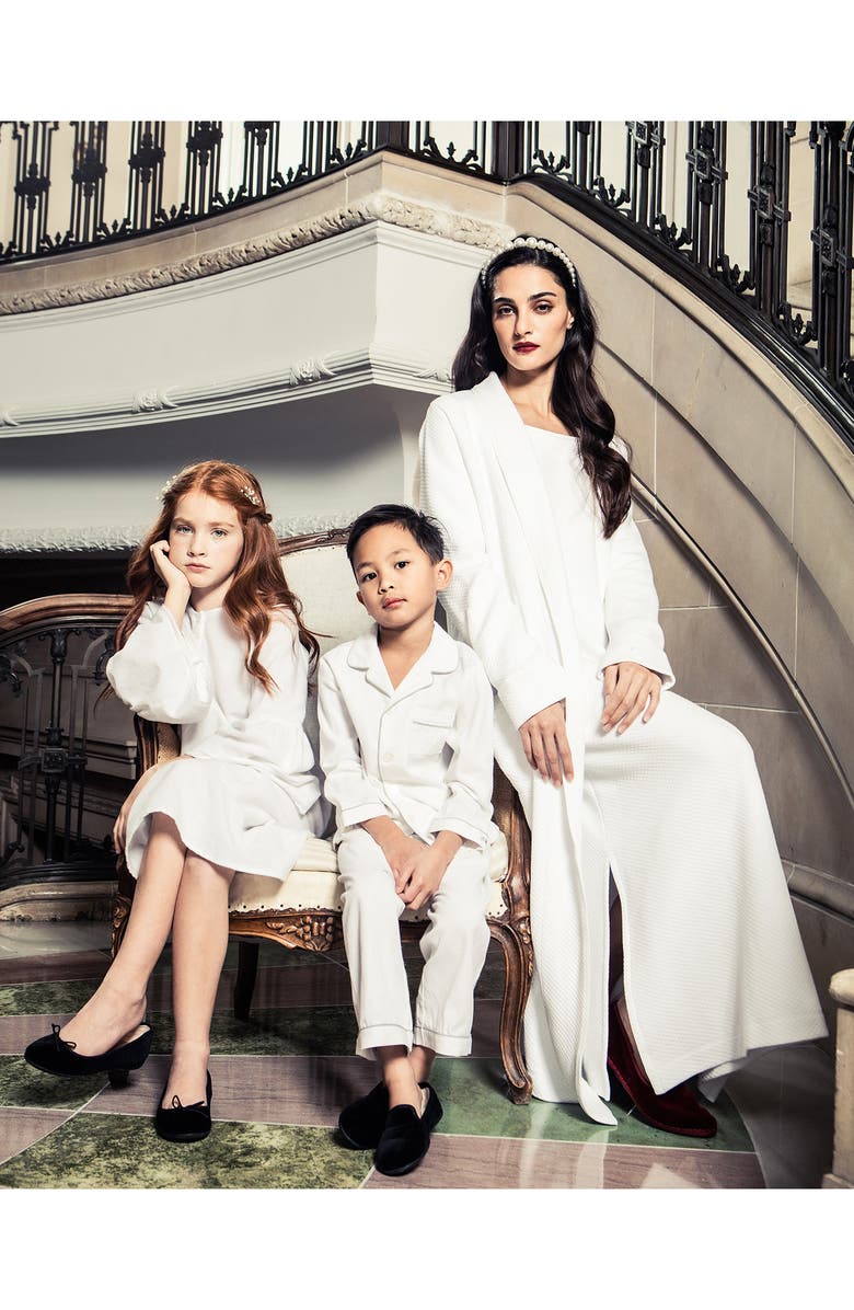 Petite Plume Ophelia Textured Matelassé Robe, Alternate, color, White