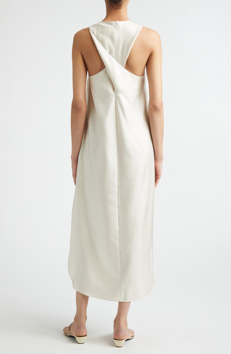LOULOU DE SAISON Paloma Twist Detail Silk Twill Dress, Alternate, color, Ivory