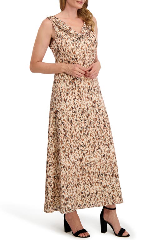 Laundry By Shelli Segal Roxanne Cowl Neck Sleeveless Maxi Dress In Brown