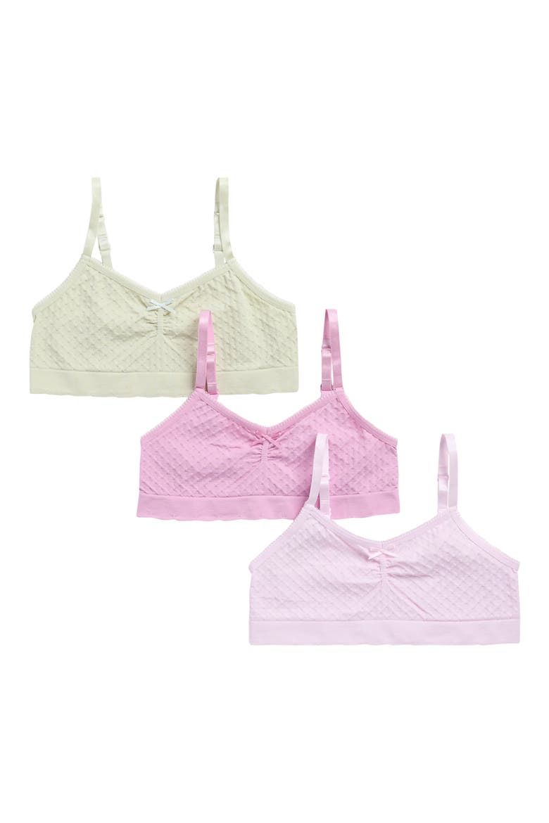 Kids' 3-Pack Seamless Dotted Bralettes, Main, color, SOFT ORCHID/MAUVE/SAGE STONE