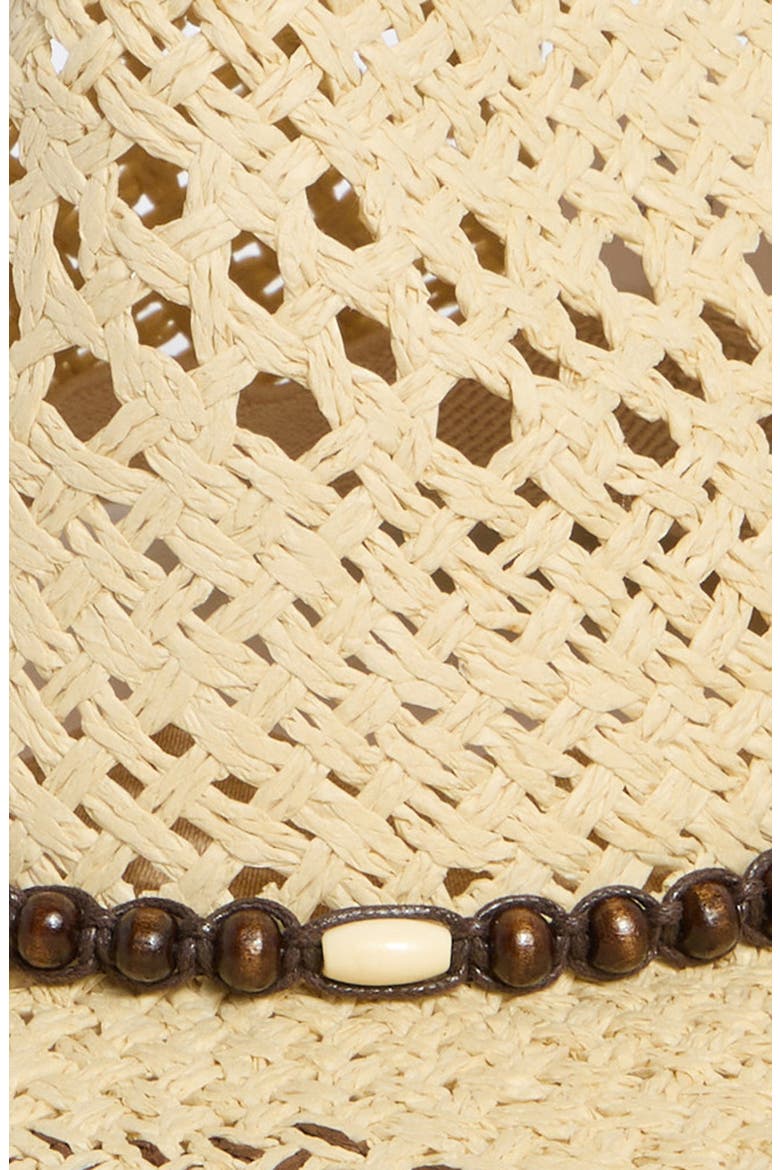 Beaded Detail Straw Cowboy Hat, Alternate, color, NATURAL