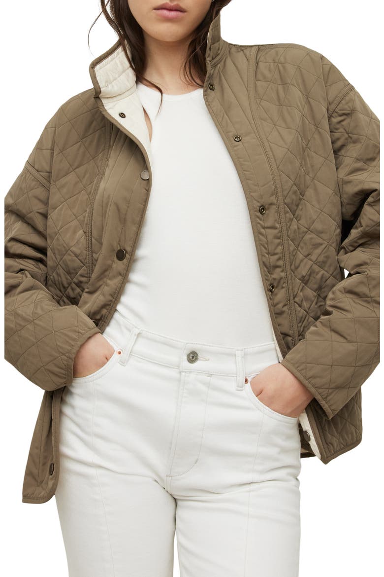 Madison Reversible Quilted Cotton Jacket, Alternate, color, WHITE/ KHAKI