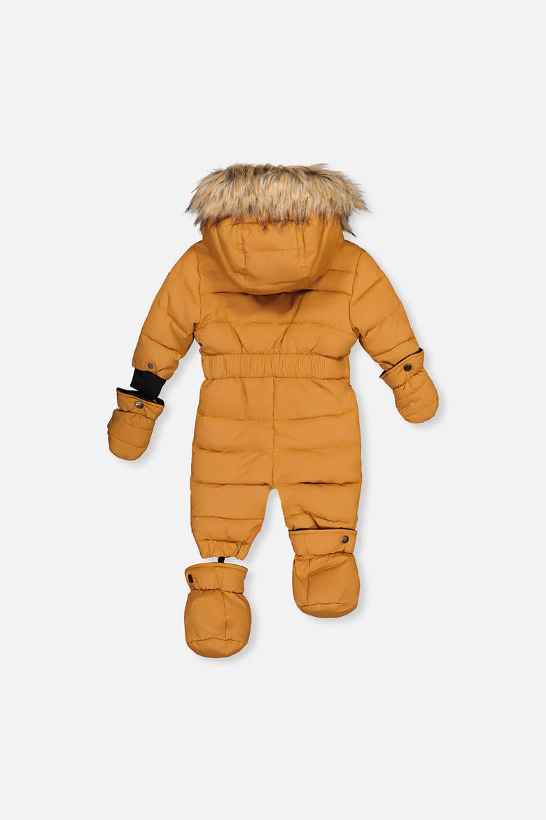Original One Piece Puffy Snowsuit with Removable Mittens and Boots, Alternate, color, Brown Sugar