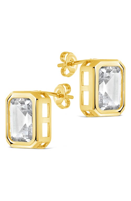 Sterling Forever Camille Bezel Cubic Zirconia Stud Earrings In Gold