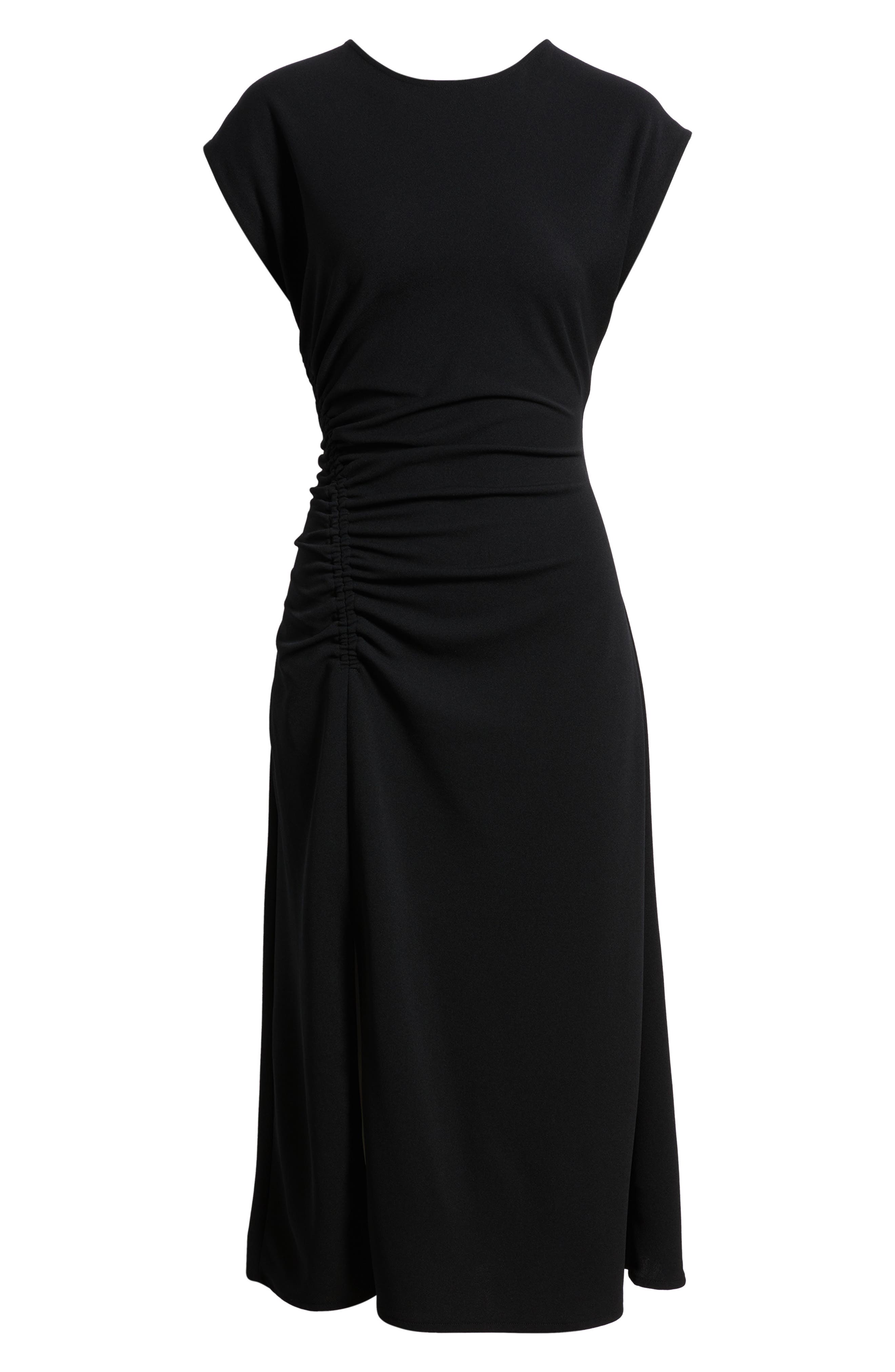 nordstrom ruched funnel neck midi dress Nordstrom Ruched Midi Dress in Brown Lentil at Nordstrom, Size X-Large