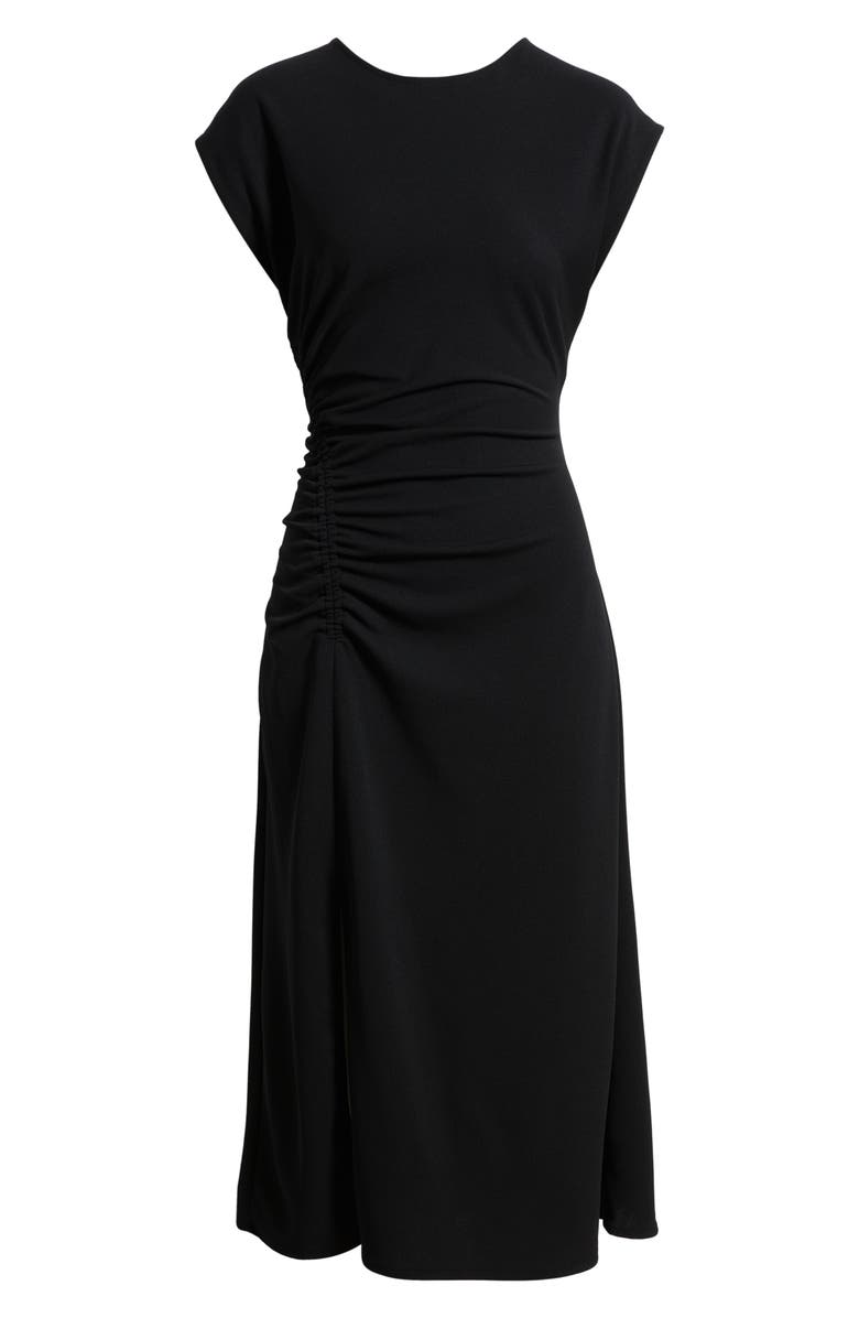Nordstrom Side Ruched Knit Midi Dress, Main, color, Black