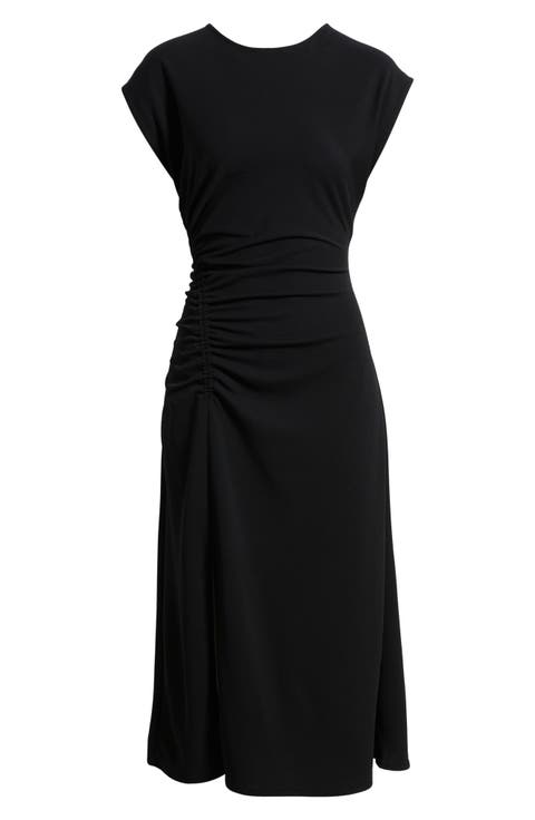 Side Ruched Knit Midi Dress