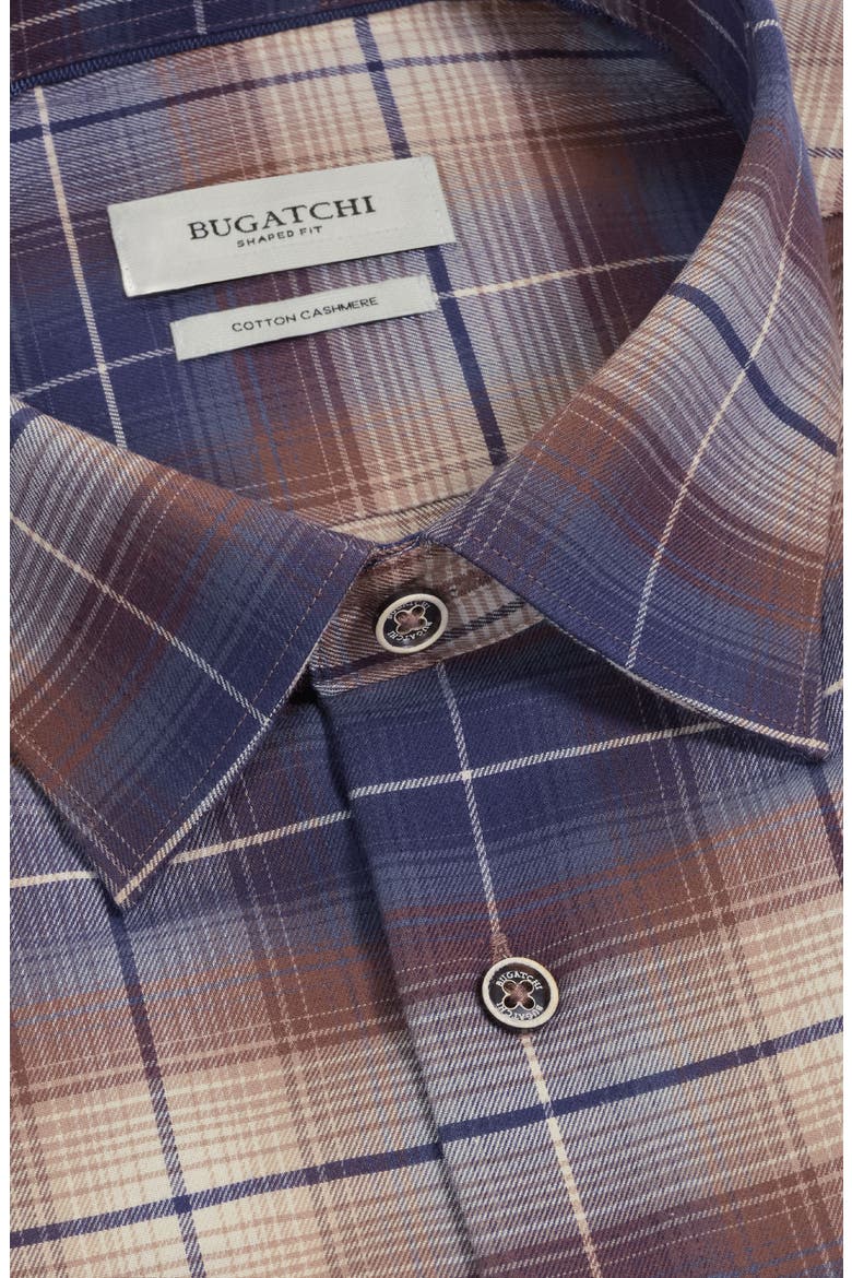 Julian Plaid Cotton & Cashmere Button-Up Shirt, Alternate, color, TOBACCO