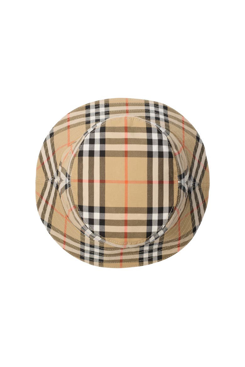 Kids' Check Cotton Bucket Hat, Alternate, color, Sand beige