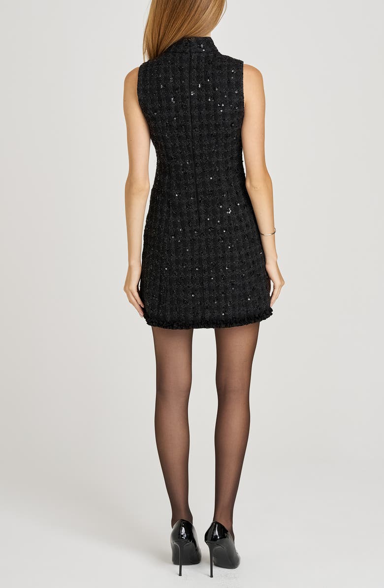 WAYF x Sara Walker Andie Sequin Sleeveless Bouclé Minidress, Alternate, color, Black