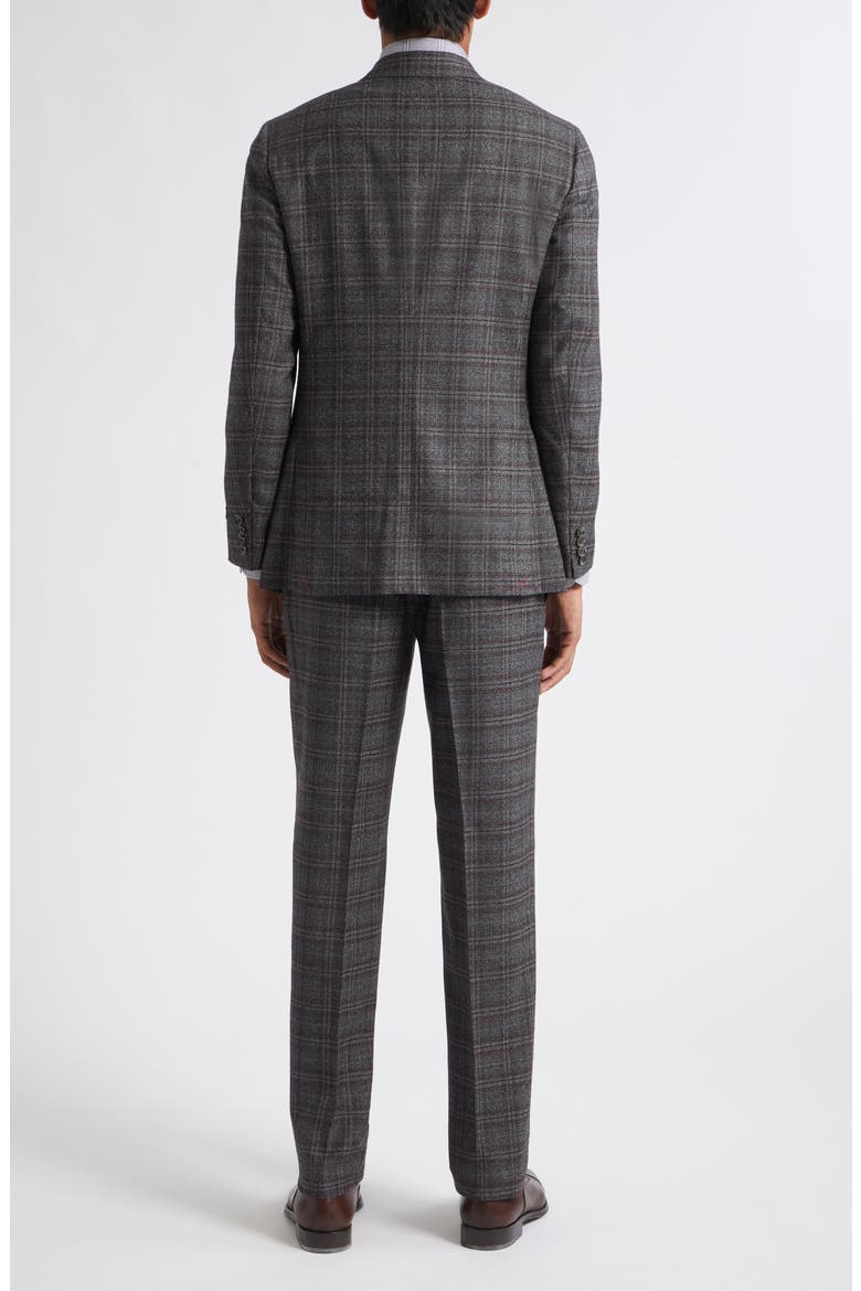 Brown & Grey Check Wool Suit, Alternate, color, GREY 970