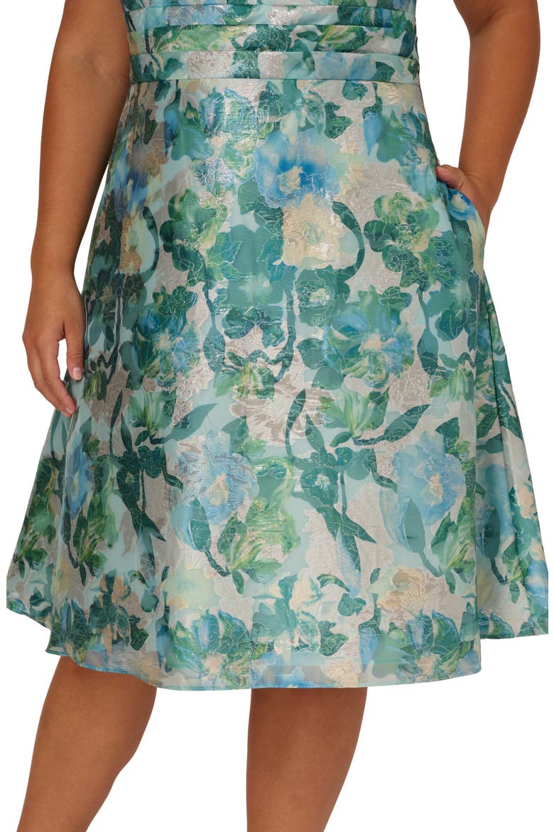 Floral Jacquard Midi Cocktail Dress, Alternate, color, BLUE MULTI