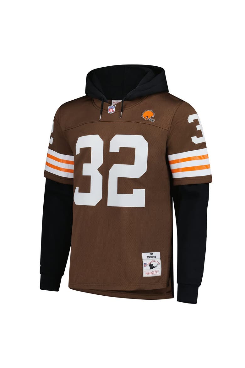 Men's Mitchell & Ness Jim Brown Brown Cleveland Browns Player Name & Number Hoodie Legacy Jersey, Alternate, color, Brown