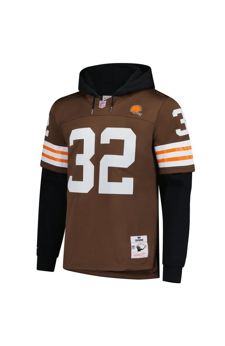 Mitchell & Ness Men's Mitchell & Ness Jim Brown Brown Cleveland Browns Player Name & Number Hoodie Legacy Jersey, Alternate, color, Brown