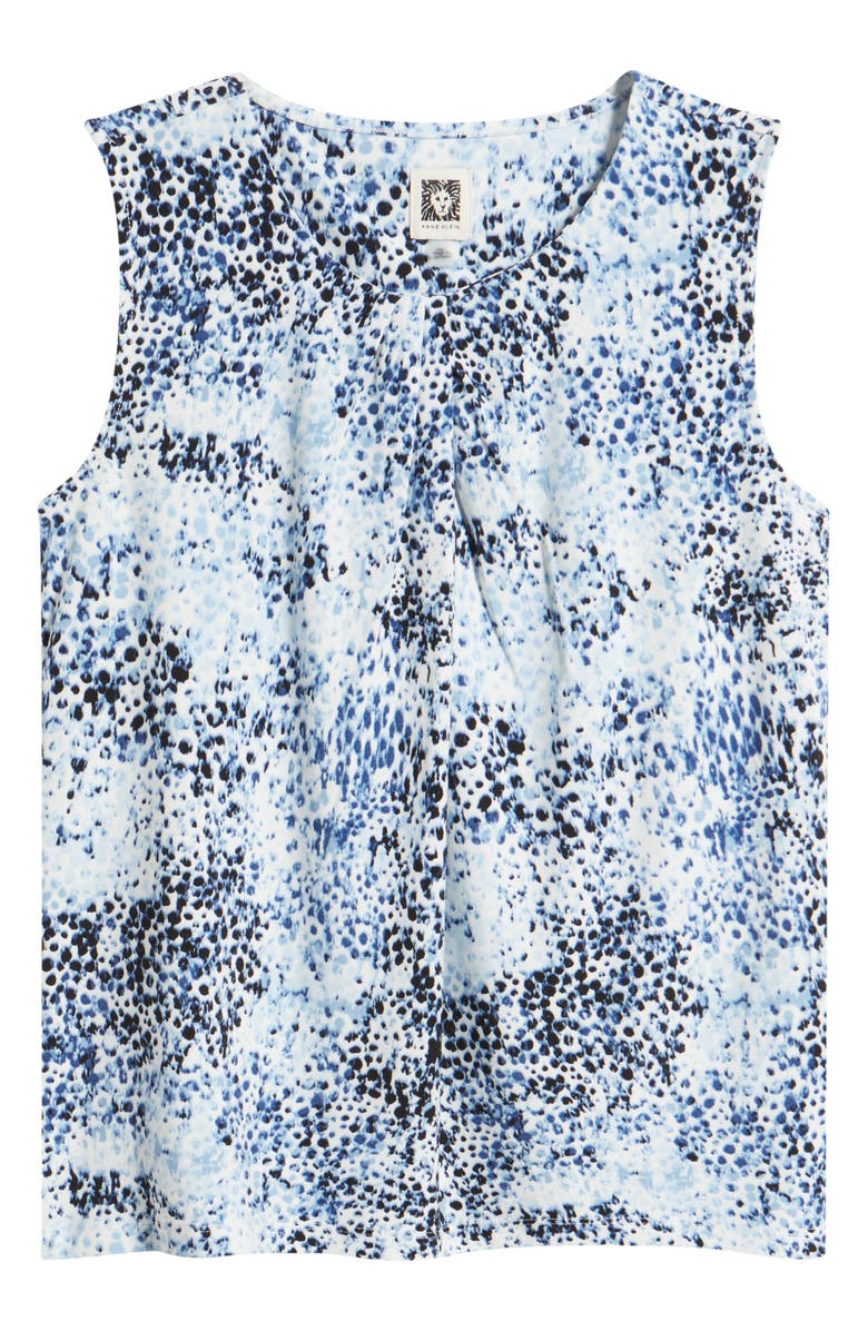 Anne Klein Print Pleat Neck Top, Alternate, color,