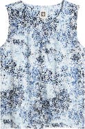 Anne Klein Print Pleat Neck Top